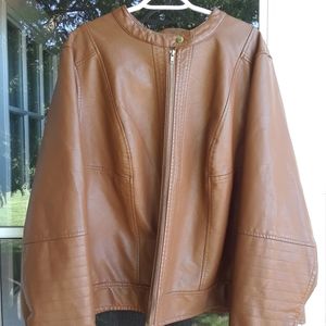 Ava & Viv Women's Brown Faux Leather Jacket 4X